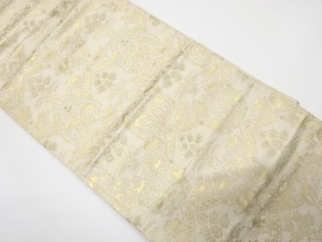 JAPANESE KIMONO / ANTIQUE FUKURO OBI / SILK / WOVEN FLORAL SARASA